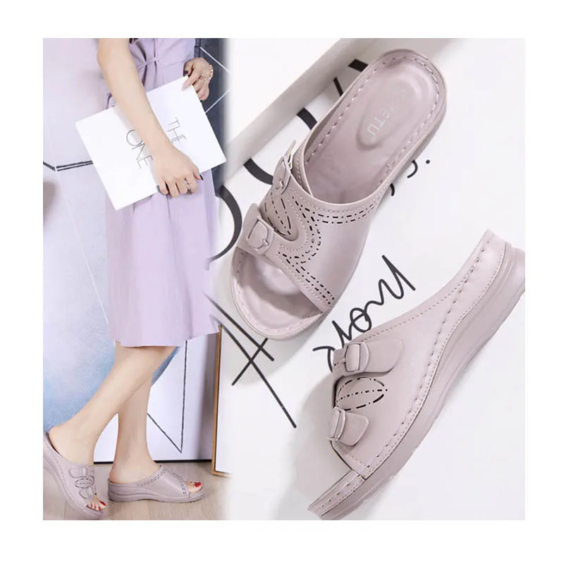 

2021 latest design women's fashion summer sandals outdoor wedge waterproof ladies sandals durable PU women slippers sandals