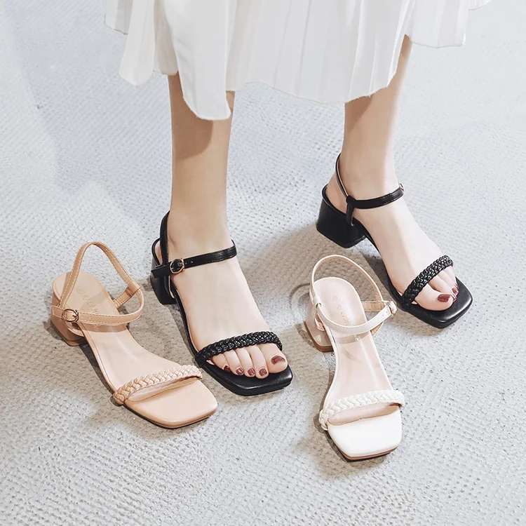 

2021 Cheap Hot Sale Top Quality Minimalist Style Ladies Shoes Sandals With Heels, White, black,brown
