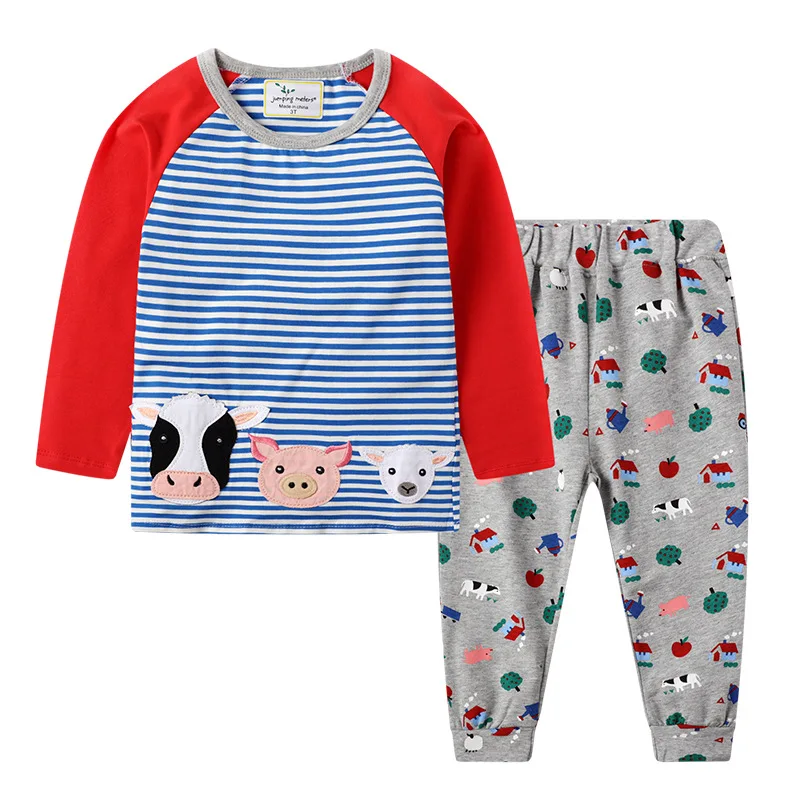 

Factory price autumn children's clothes set 100% cotton long sleeve 2 baby clothes set wholesale