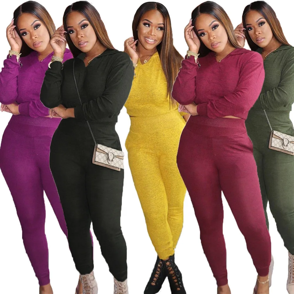 

LW TC047 Hot sale custom tracksuit set women for women jogger suits crop top and long pants tracksuits for women hooded