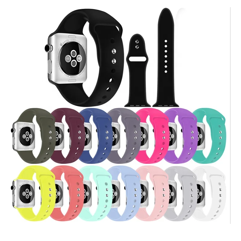

BOORUI 2020 Solid Colorful Silicone Smart Watch Bands Replacement 38mm 40mm 42mm 44mm for Apple Watch band series 5 4 3 2 1, White,red,blue ,green,purple