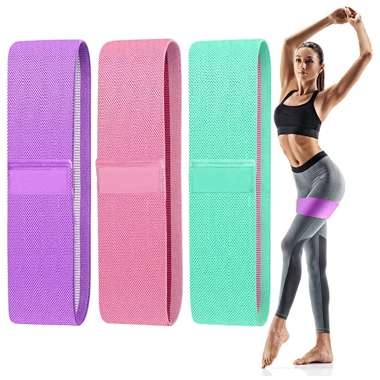 

WD yoga training 3pcs Fabric Resistance Bands for hip, Green,pink,purple