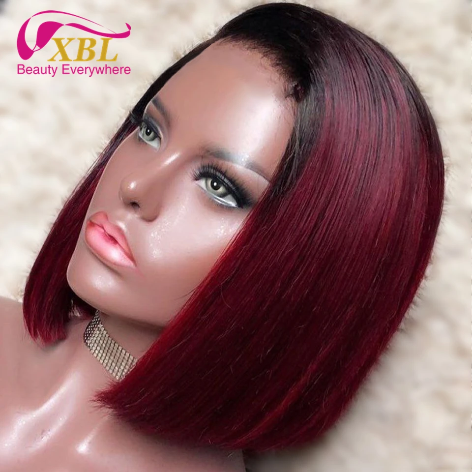

XBL Factory Customized Colored bob wig Brazilian hair lace frontal virgin human hair wig,1b 99j red short lace front bob wigs