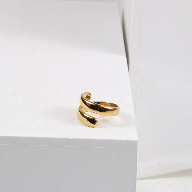 

Fashion Jewellery 18K Gold Plated Stainless Steel Jewelry Double Layer Fashionable Ring