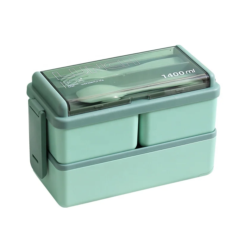 

Hot Sale Top Seller Microwave Lunch Box Portable 2 Layer Food Container Healthy Lunch Bento Boxes Lunchbox with Cutlery