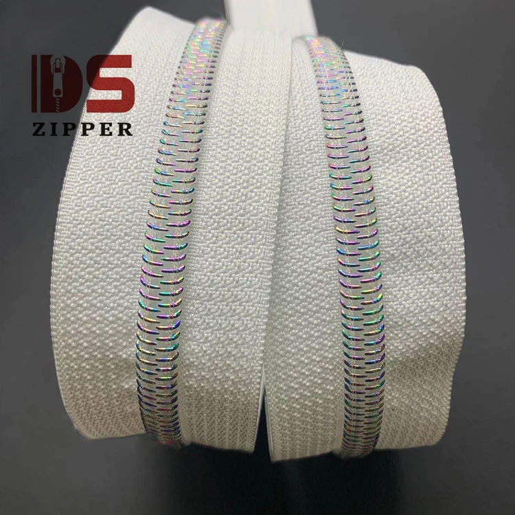 

newest popular styles white rainbow unique iridescent colorful customized zipper fashion element of 2020