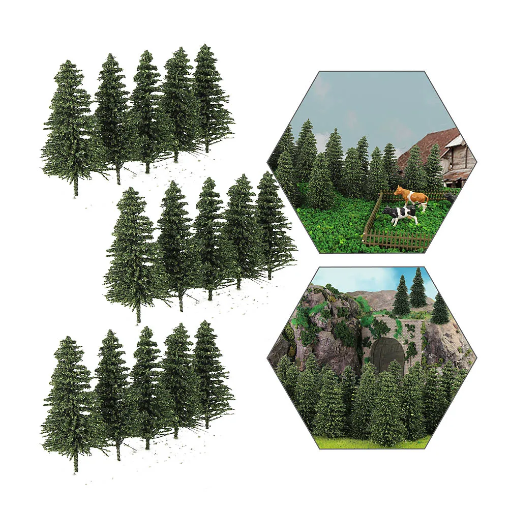 

S0805/0808/S0812 Model Train Railroad Layout N Scale Model Pine Trees 5cm Dark Green Pines Artificial