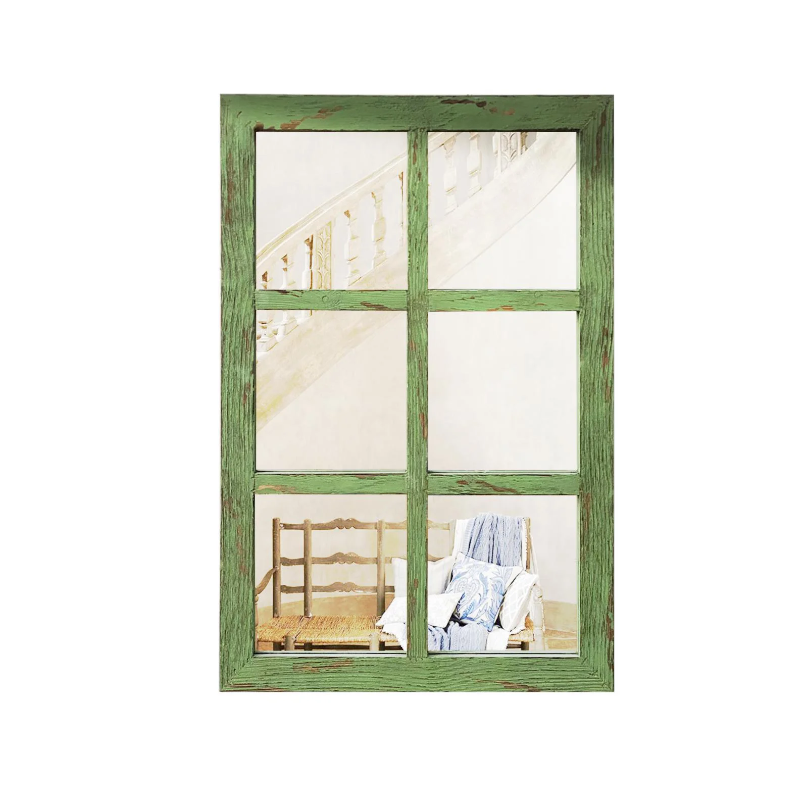 

RTS Square Window Vintage American Country Luxury Mirror Decorative Stand, Brown