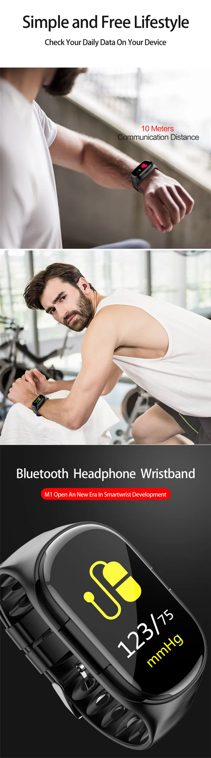 Hot selling Smart Watch With Bluetooth Earphone Blood pressure monitoringr Smart Wristband Smart Watch - ANKUX.COM