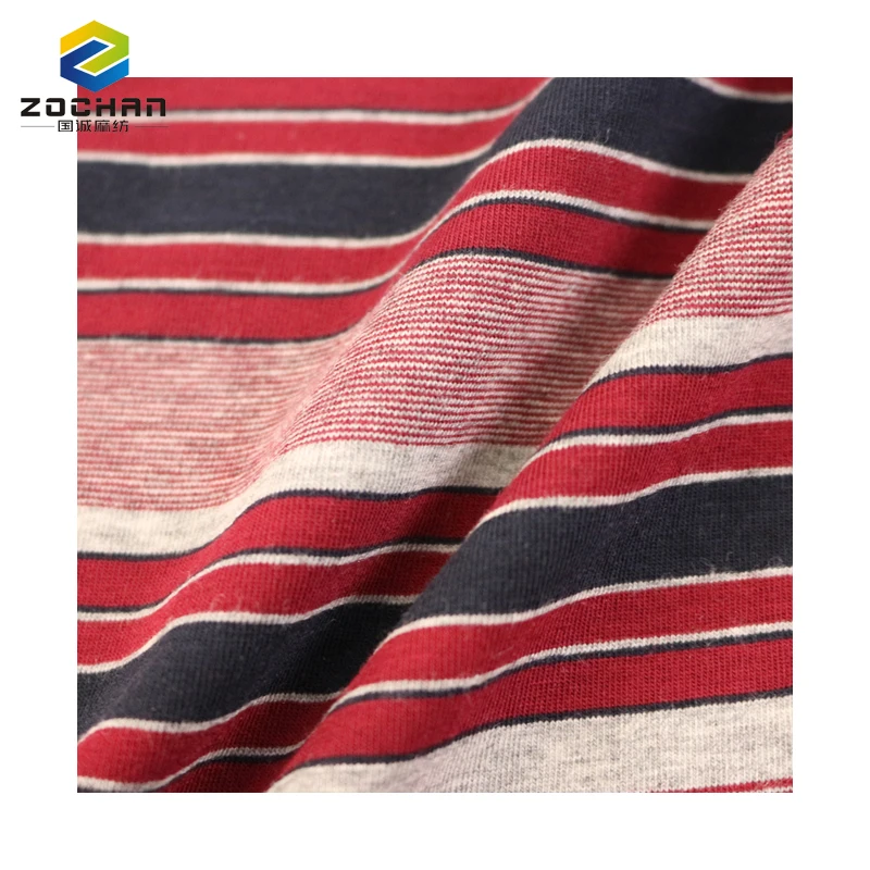 

Wholesale 57% pima cotton 38% modal 5%spandex stripe jersey knitted Breathable YARN DYED fabric for Garment t shirt