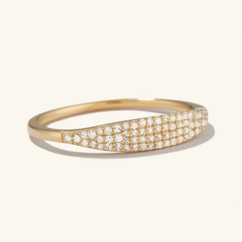 

Joolim Jewelry 18K Gold Plated Waterproof Tarnish Free Luxury Dainty Zirconia Pave Stainless Steel Rings for Women
