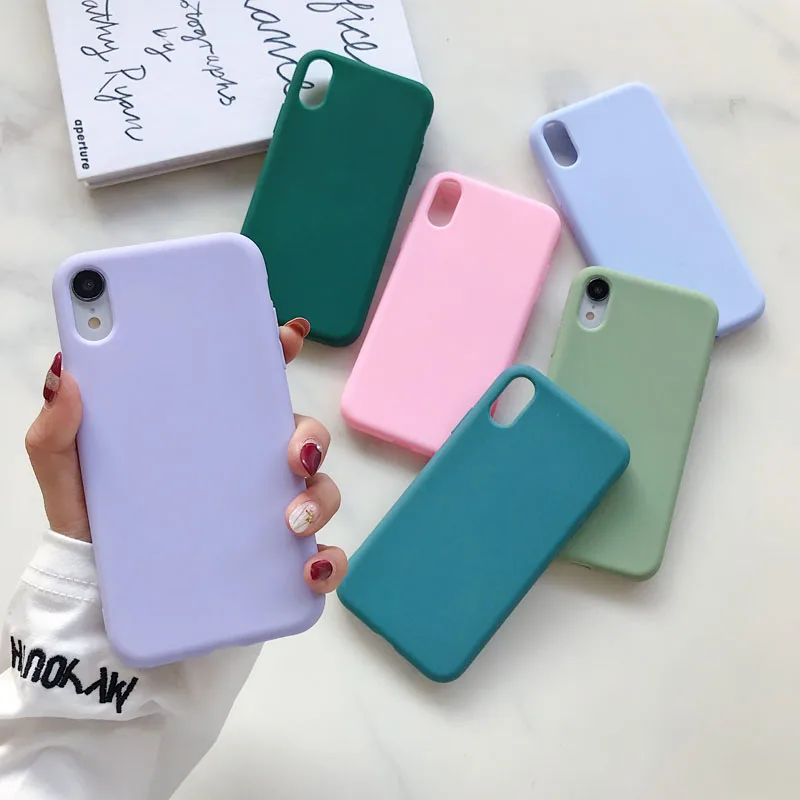 

Soft Silicone Case For iPhone 11 Pro XS Max XR X 10 8 7 6 6S Plus 7Plus 8Plus 6Plus Fashion Candy color Couples Cover