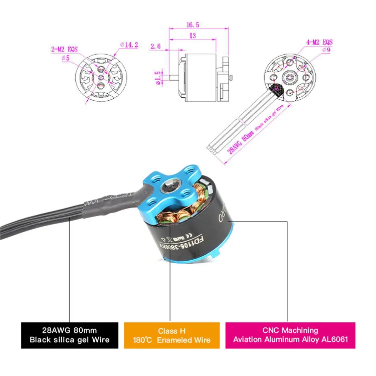 HGLRC Forward 1106 3800KV 4s Brushless Motor for FPV racing drone micro drone quadcopter