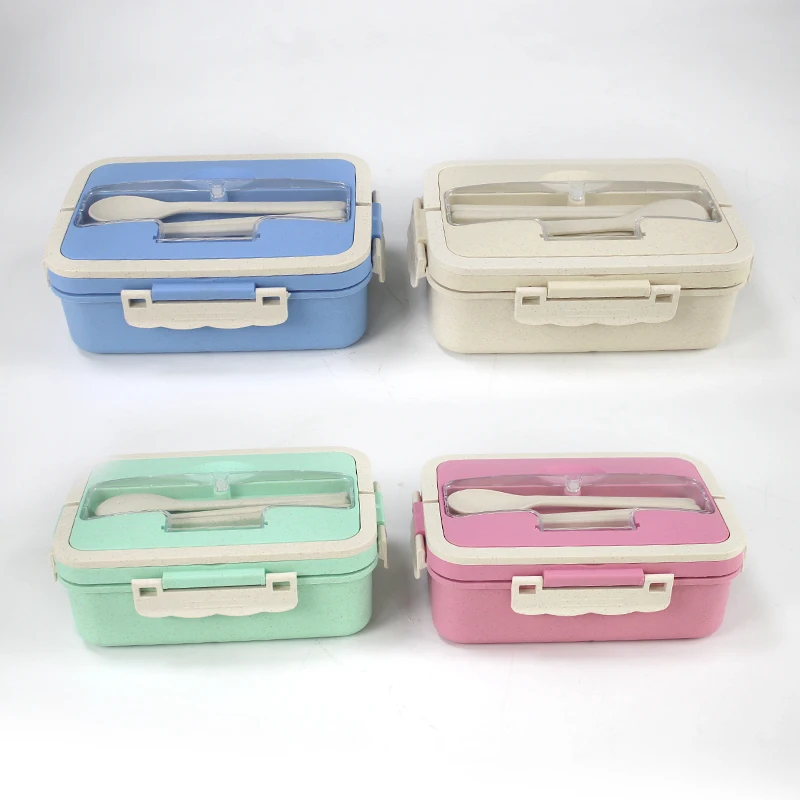

100% Food Grade Material Wheat Straw Food Containers Biodegradable Lunch Box Kids Bento Lunch Box, Nordic brown, nordic pink, nordic green, nordic blue