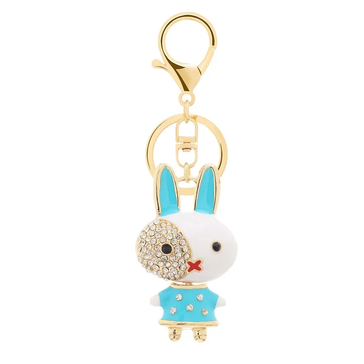 

Promotion high quality rabbit zinc alloy keychains europe style cheap diamond keychain