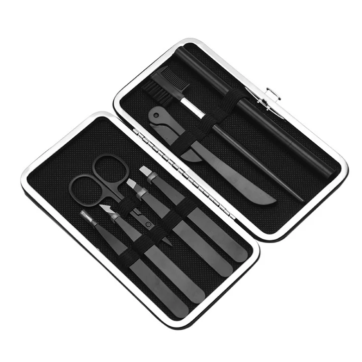 

New Arrival Stainless Steel Beauty Tool Cosmetic 9-piece Set Eyebrow Trimmer Set, As pictures