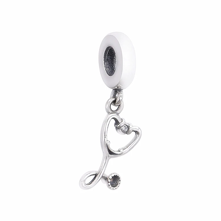 

New Design Luxury Heart Stethoscope Silver 925 Dangle Charms Pendants For Bracelet Making
