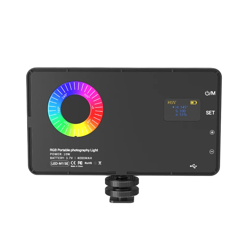 

Mini LED Video Light with Cold shoe extension 3000K-8500K color temperature rgb video light RGB mobile phone fill light