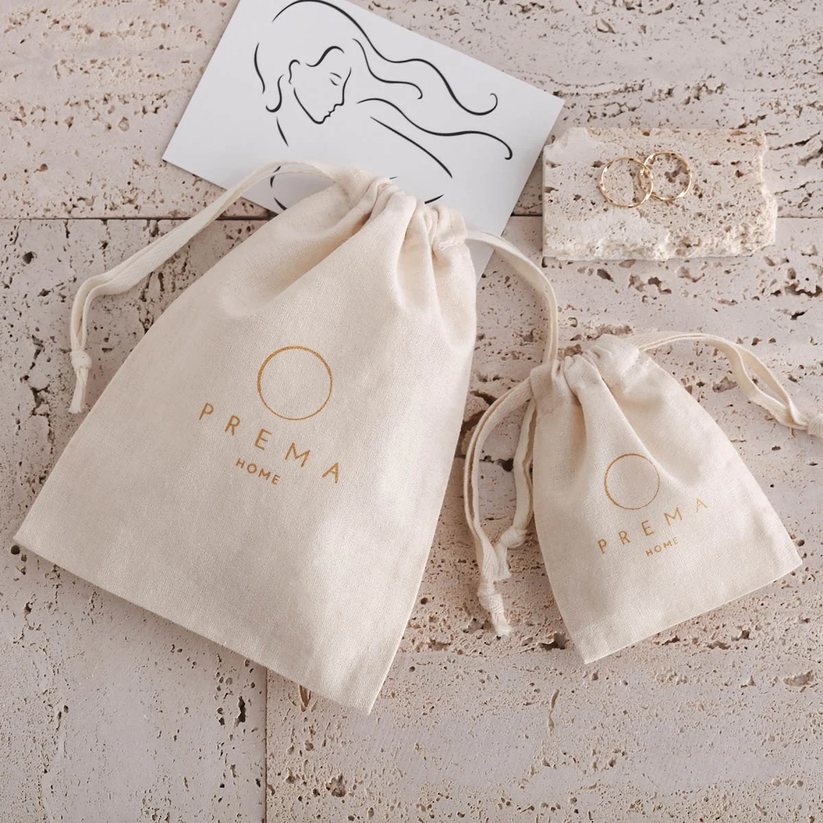 

Pandasew Custom Logo Natural Promotional Muslin Drawstring Bag Gift Packaging Cotton Jewelry Pouch, Customized color