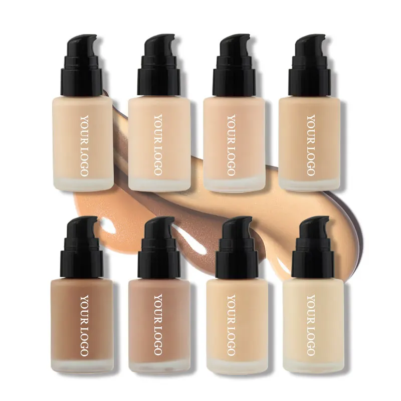 

30ML Foundation Makeup Base Nude Face Liquid Cover Concealer Long lasting Skin care Foundation Private Label Foundation, 10 colors