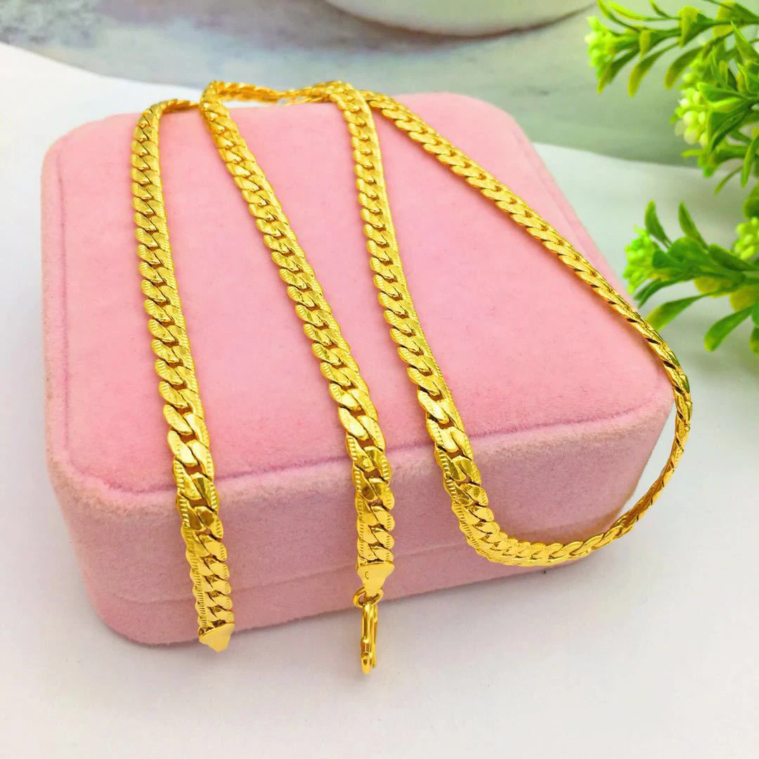 

Dropshipping Luxury Yellow Gold Necklace Jewelry for Men Wedding Engagement Snake Chain Necklace Elegant Party Birthday Gifts