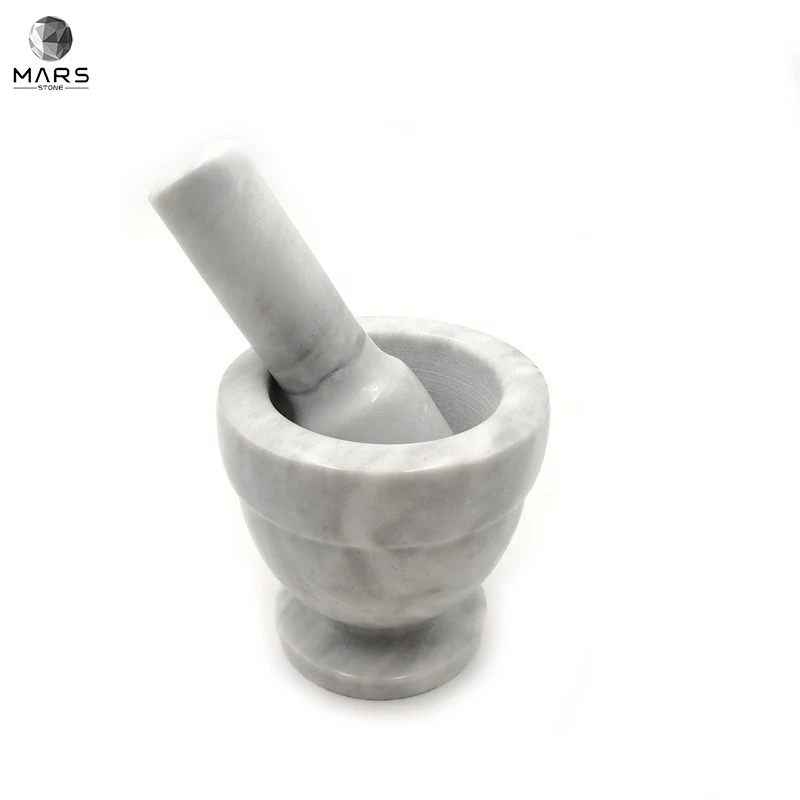 

High Quality Hand Grinder White Marble Pestle and Mortar Set Garlic Kitchenware