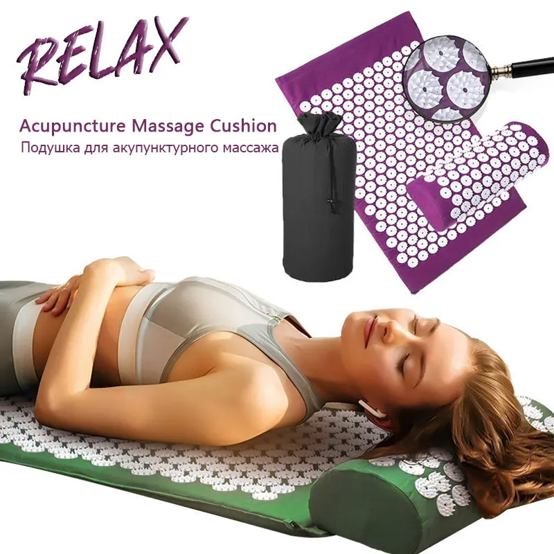 

BAOZOU Massage Mat Acupressure Mat Yoga Lotus Spike Relieve Back Body Pain Spike Applicator Yoga Mat Bag Pranamat