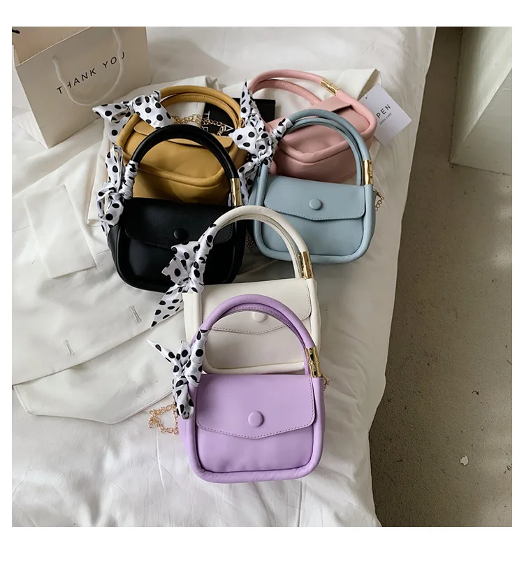 

L348 hot sell summer trend luxury candy color small pu leather one shoulder chain bags women handbags with bow, White, yellow, purple, blue, black, pink