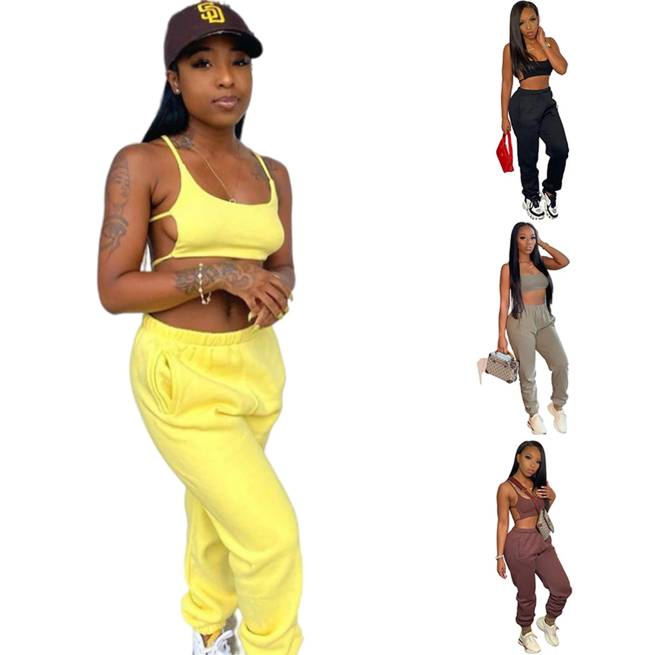 

2022 New Arrivals Two Piece Outfits Set Vest Tops Bodycon Long Pants Summer Clothes 2 Piece Set Women Sweatsuit Set Tracksuit