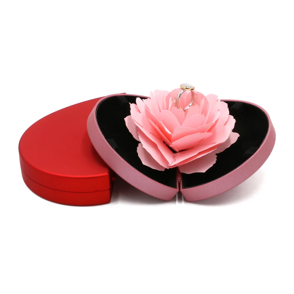 

Luxury Valentine'S Day Mother'S Day Gift Jewellery Ring Holder Heart Shape Flower Jewelry Box