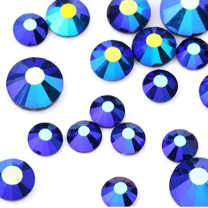 

Bling Wholesale high quality Black AB Non Hot Fix Flat Back Glass Rhinestone For make up