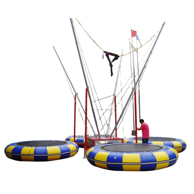 

Portable amusement park 4 persons in 1 trailer mounted bungee jumping trampoline price, Customized color