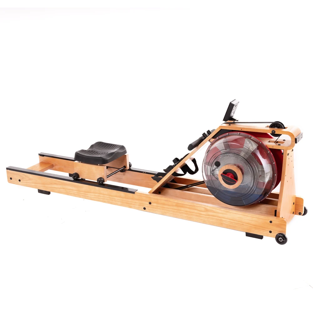 

fitness equipment for home gym head solid wood water rowing machine with 2 tanks, Burlywood color