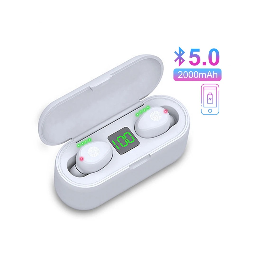 

In-ear Headphone Gaming Headset BT 5.0 TWS Wireless Earphones F9 auriculares kulaklk auricolares, Black white