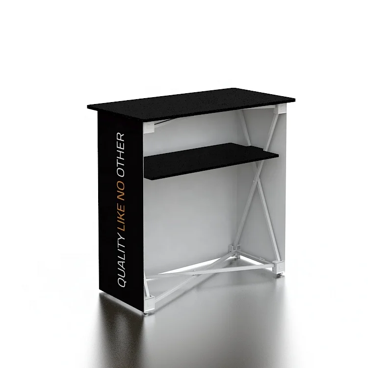 

Quick Build Tool Free Aluminum Light Weight Tension Fabric Exhibition Counter Reusable Advertising Tradeshow Booth Display Table