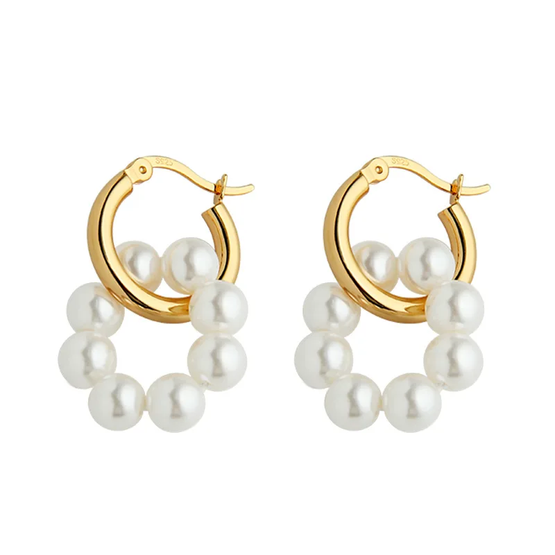 

Customize bijoux de luxe brincos de prata 925 18k gold plated earrings pearl earrings wholesale