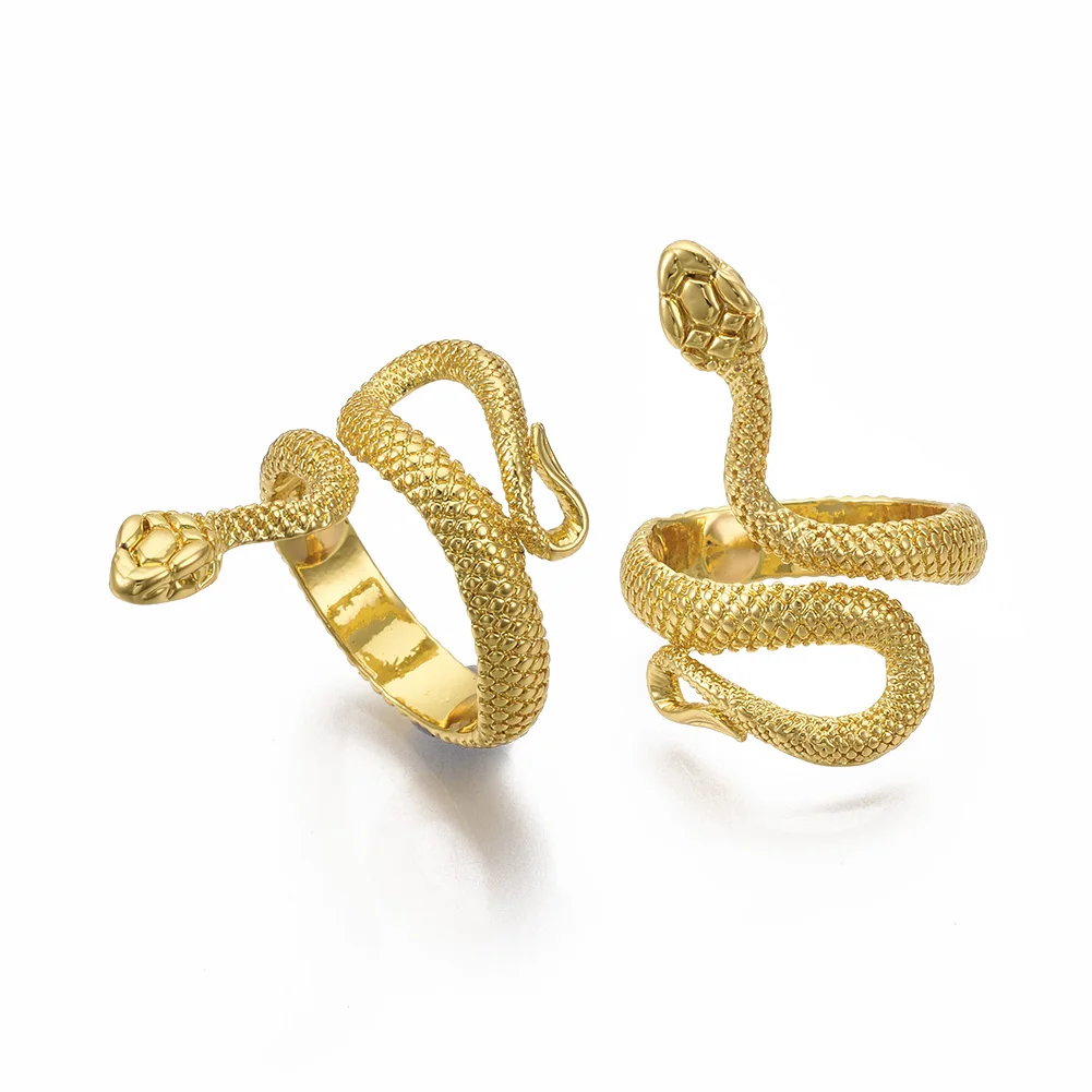 

PandaHall Size 9 Alloy Snake Golden Cuff Finger Rings