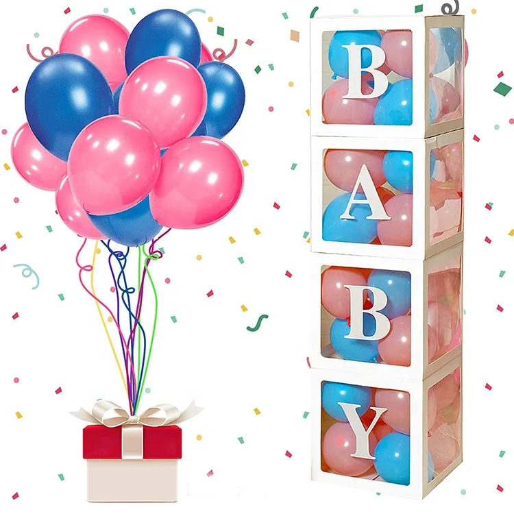 

High quality wholesale transparent balloons boxes with letters baby shower boxes party decorations