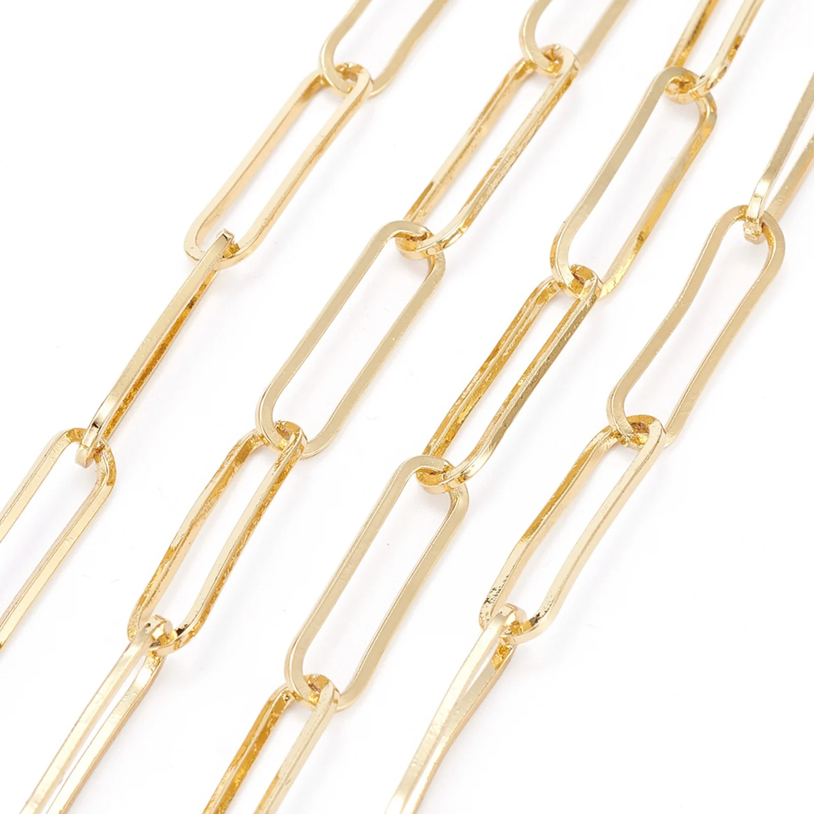 

PandaHall Real 18K Gold Plated Flat Oval Soldered Brass Paperclip Chain