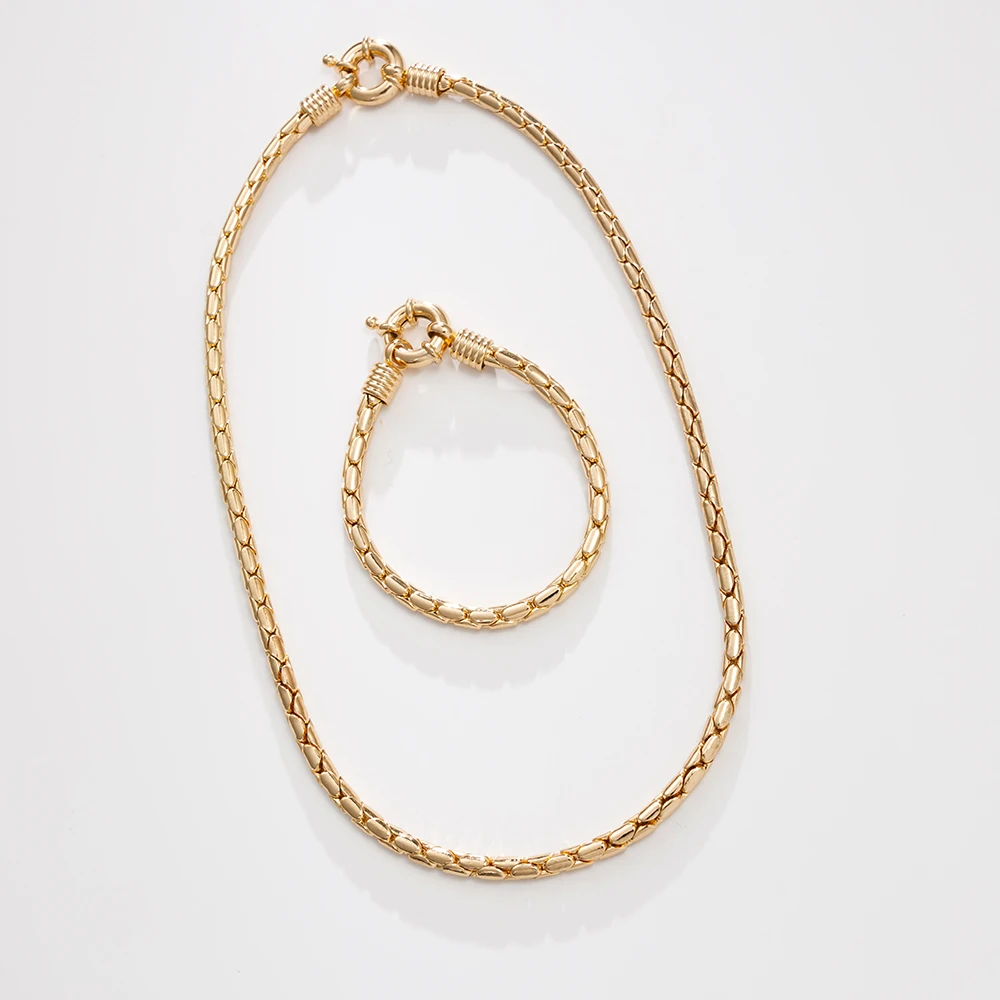 

Big Chunky Hip Hop 18k gold Chain Jewelry set Stainless Steel Female Male Chain Necklace Mens Bracelet Jewelry Set