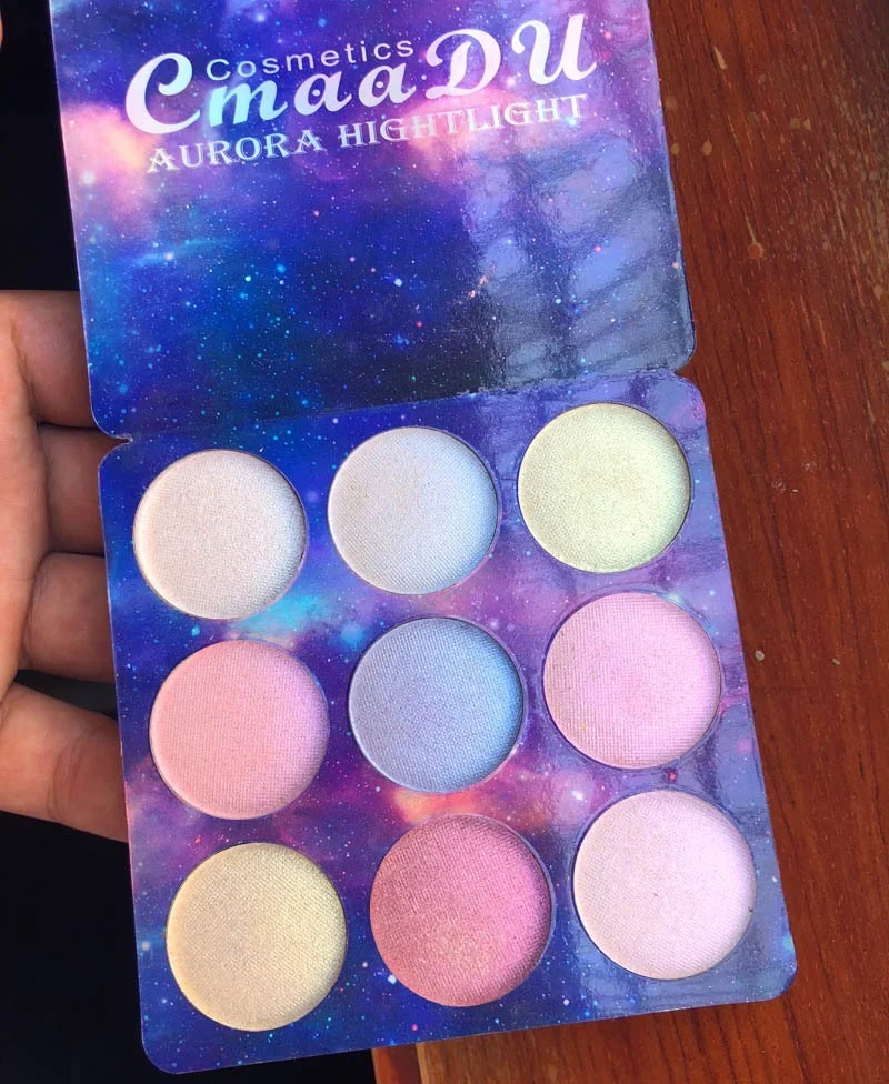 

CmaaDu 9 Colors Eyeshadow Palette Highlighter Luminous Makeup Cosmetic Customize Private Label