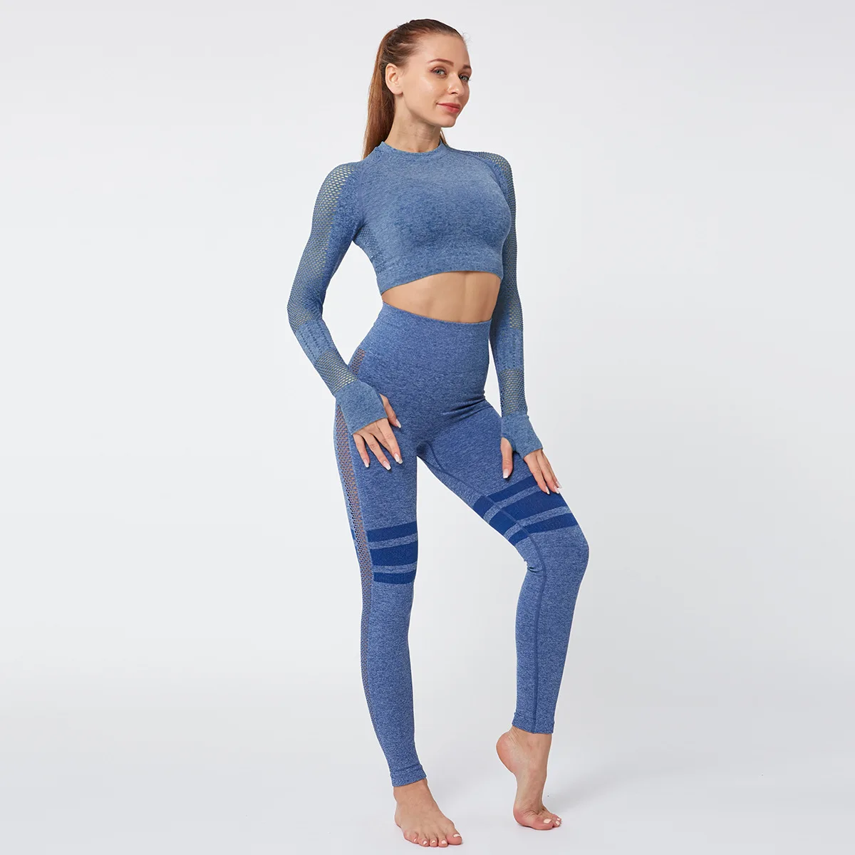Women Yoga Crop Top Seamless Leggings Yoga Set Workout Yoga Pants Gym Set High Waist Legging