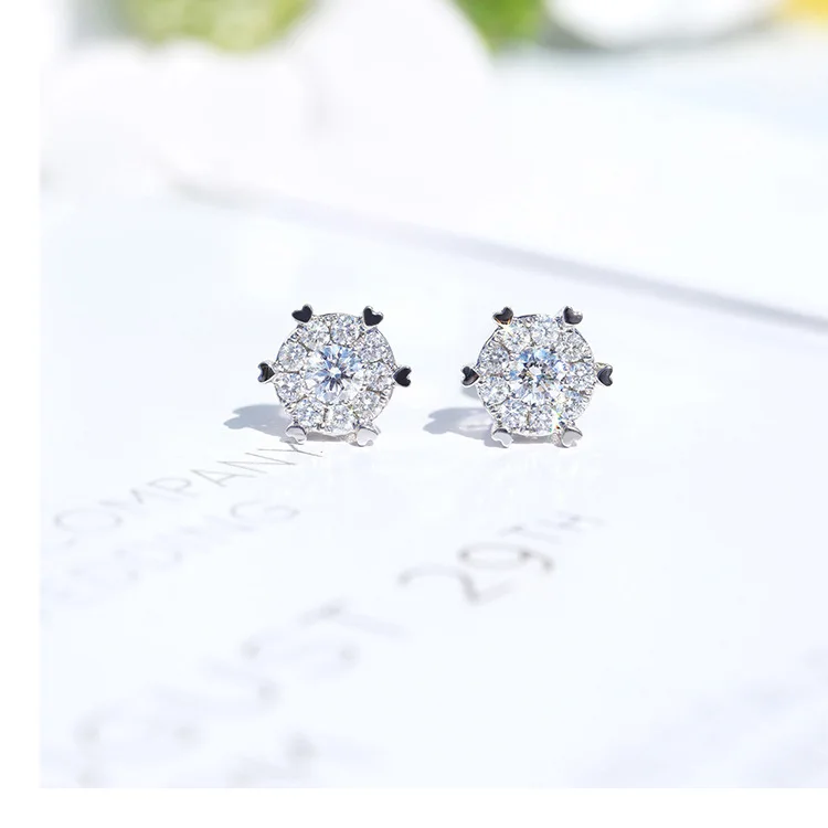 

Factory Wholesale Price korean style KYED0411 CZ earrings Shine 3A Zircon Snowflake earrings jewelry for Women