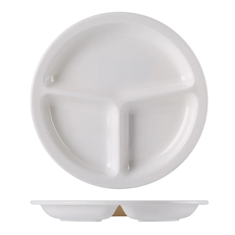 

100% 11INCH Bulk Divided Plastic Plate, Diet Round Shape Divided Melamine Portion Plate