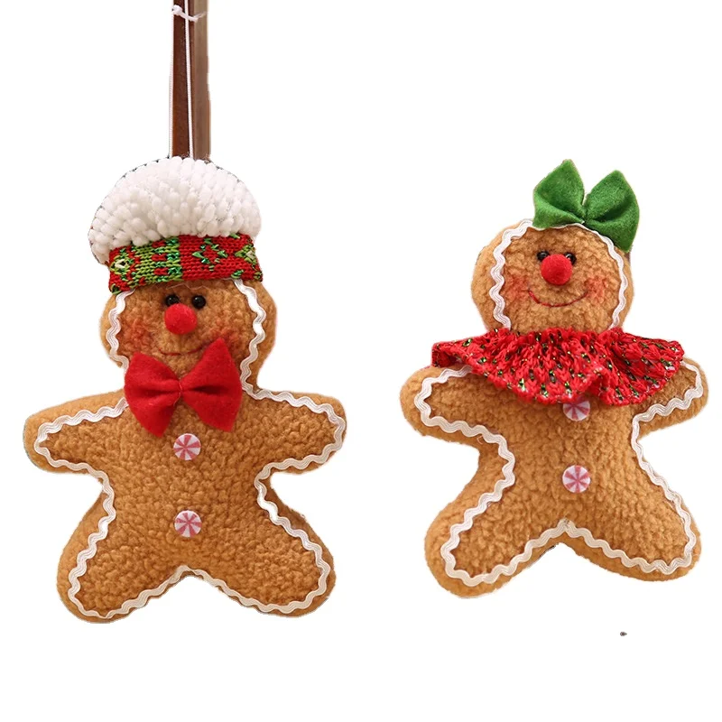 

Free shipping Christmas gingerbread man Christmas decorations Christmas tree accessories cloth art five star figure pendant
