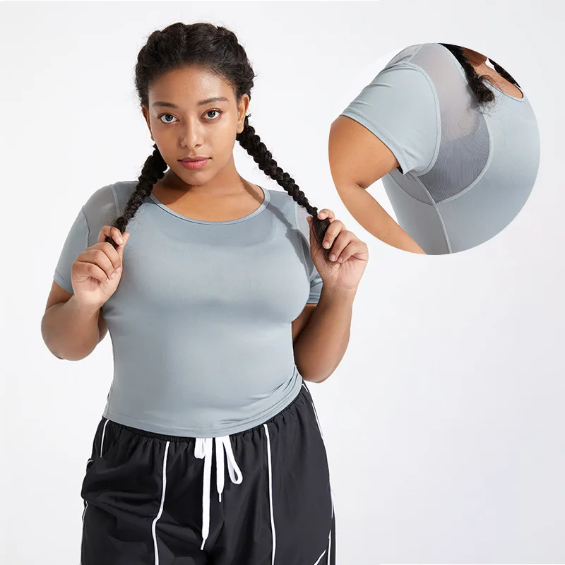 

Women Fitness Clothing Women Sports T-Shirt Gym Workout Breathable High Flexibility T-shirt 4XL Plus Size Sportswear