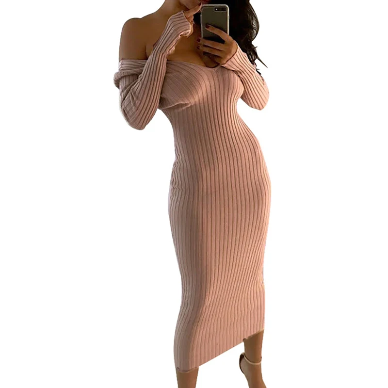 Women's Clothing Hanging Neck Bandage Backless Slim Fit Office Dresses Women Formal V-Neck Open Back Dress