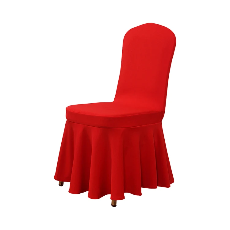 

2023 New Dining Chair Cover Set Red Color Skirt Stretch Banquet Table Chair Slipcover for Hotel