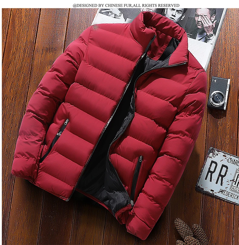 

Amazon Quality New Mens Down Jacket Stand Collar Winter Warm Jacket, Black,wine red,dark blue,light blue