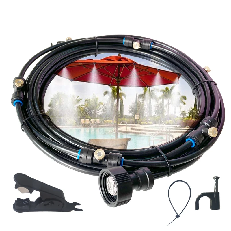 

DIY Misters for Outside Patio 50FT Misting Cooling System kit for Fan Porch Umbrella Deck Canopy Pool Garden Greenhouse, Black